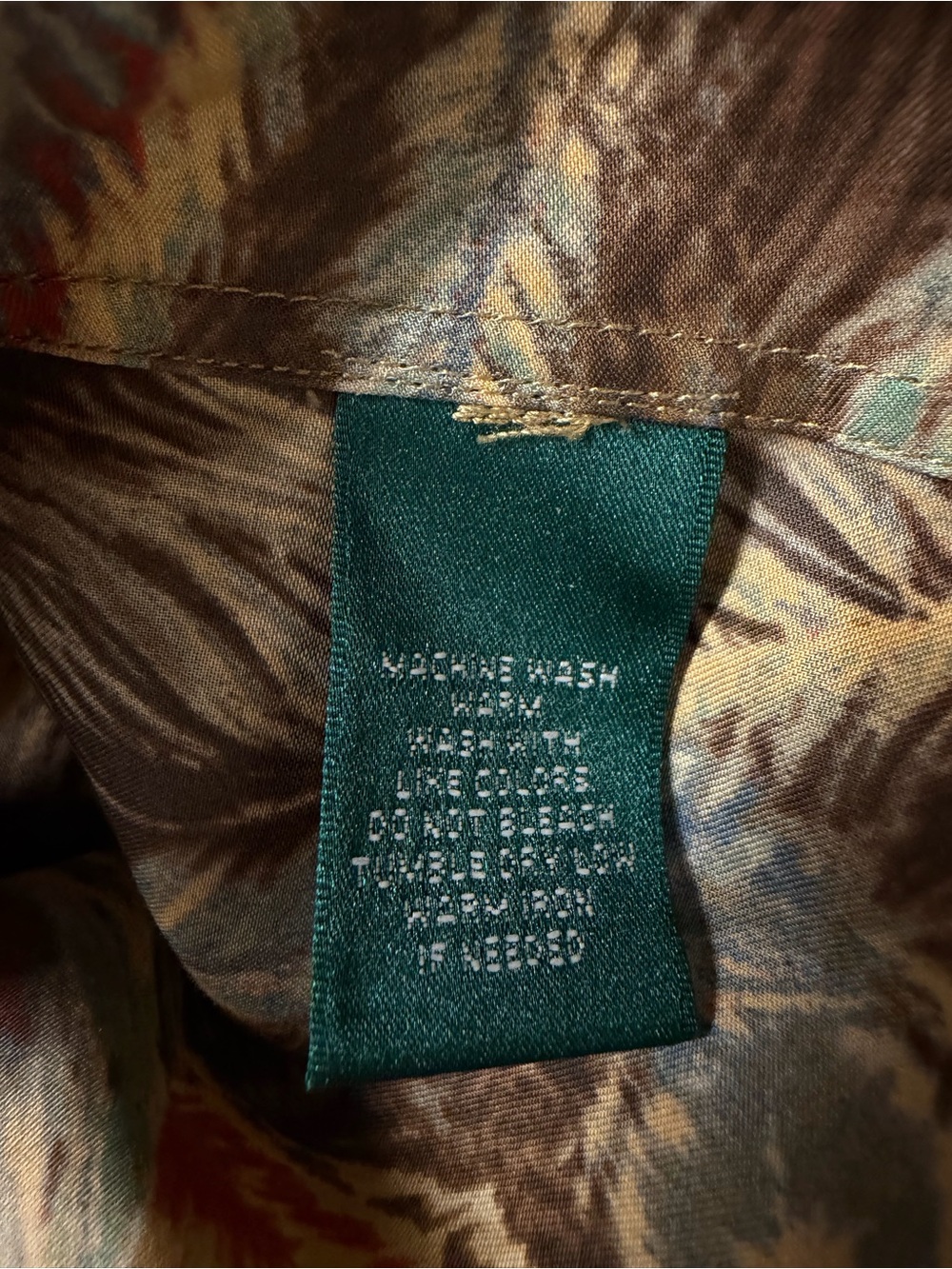 Ralph Lauren Feather Print Cotton Blouse Size L Fall Classic Button Down RL - Picture 6 of 6